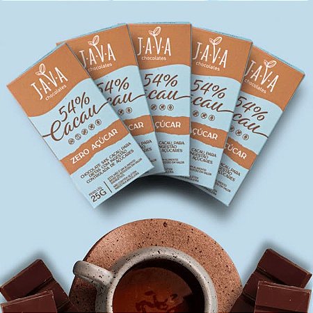 Chocolate zero açúcar meio amargo -  54% CACAU - 5 un. de 25g