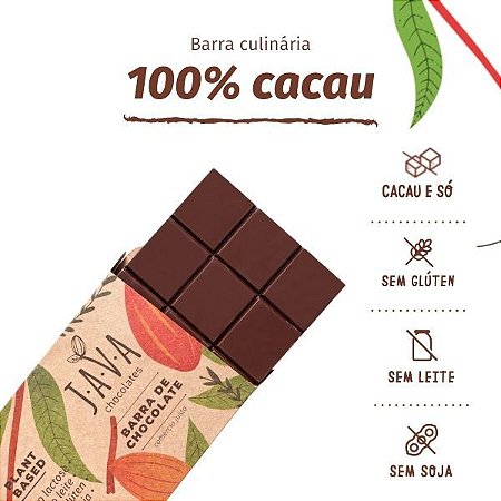 Barra de chocolate 100% CACAU 1kg- Cacau bean to bar da Bahia