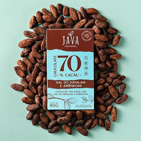 Chocolate com SAL DO HIMALAIA e Amêndoas 70% cacau - 1 tablete de 80g