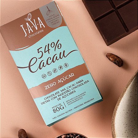 Chocolate Zero Açúcar meio amargo 54% CACAU - 1 tablete de 80g