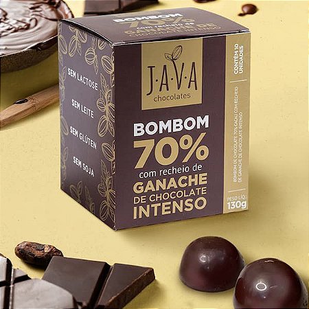 Caixa de BOMBOM  de chocolate 70%  cacau bean to bar com recheio de GANACHE