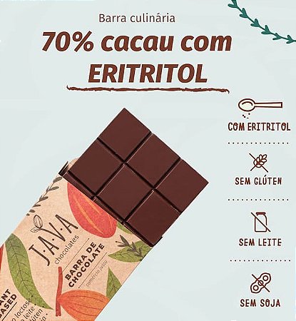 barra de chocolate 70% cacau ERITRITOL PURO - 1,010Kg