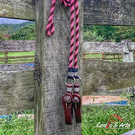 Rédea Lã Torcida Rosa c/ Marrom