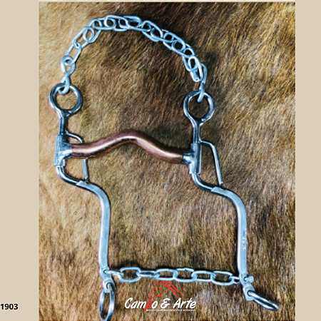 Freio Crioulo Leão Bocal Cobre e Perna S Inox
