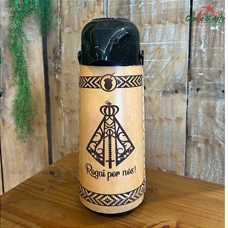 Garrafa Térmica Revestida em couro