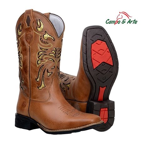 Bota Feminina Média Detalhe Brilho Country