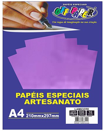 Papel Lamicote A4 250g/m² 10 Folhas Rose Gold Off Paper