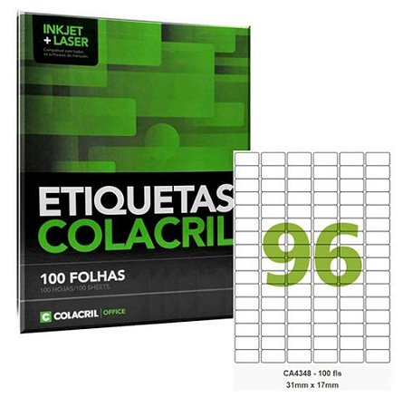 Etiqueta A4 17x31 A4348 Ca4348 Com 100 Folhas 9600 Unidades