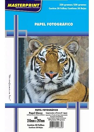 Papel Fotográfico Glossy Brilhante 230g Masterprint - 50 folhas