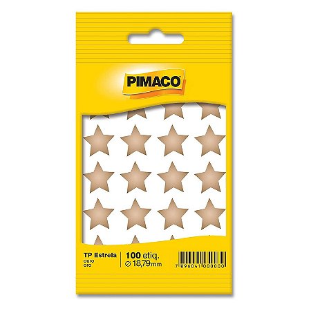 Etiqueta Adesiva Pimaco Estrela Dourada 100 Unidades 18,8mm