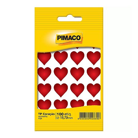 Etiqueta Adesiva Pimaco Coração Pacote 100 Unidades 18,8mm