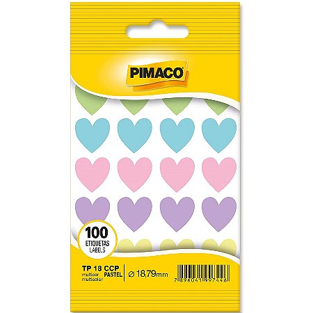 Etiqueta Adesiva Pimaco Coração Pacote 100 Unidades 18,8mm