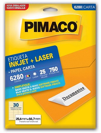 Etiqueta Ink-jet/laser Carta 25,4mm X 66,7mm 6280 750 Unid