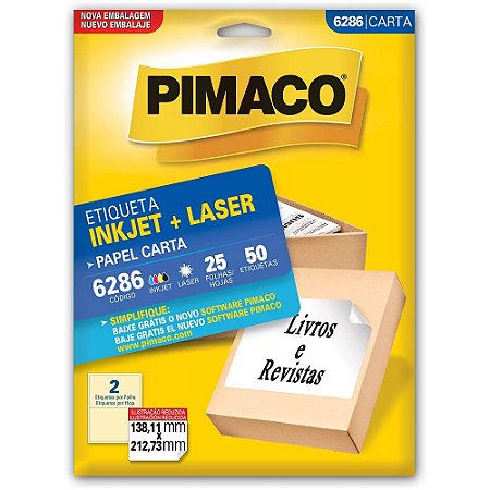 Etiqueta Pimaco 6286 Ink-jet Laser Carta C/ 25 Folhas