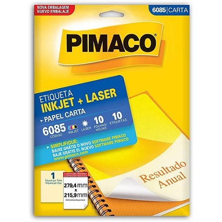 Etiqueta Carta 6085 10fls 279,4x215,9 Mm Pimaco