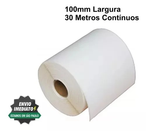 1 Rolo Etiqueta Térmica Contínua 100mm X 30 Metros