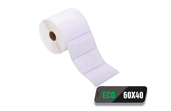 20 rolos Etiqueta Térmica Adesiva Eco 60x40 (mm) 1.000 etiquetas por rolo - Zebra, Argox, Elgin