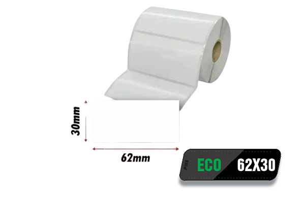 50 rolos de Etiqueta Térmica Eco 62x30 (mm) 800 etiquetas por rolo - Zebra, Argox, Elgin