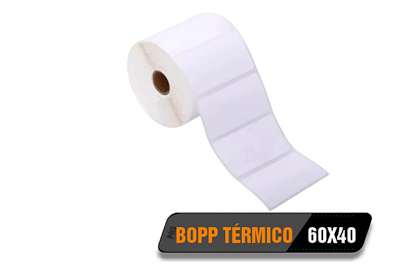 50 rolos Etiqueta Bopp Térmico Adesivo Premium 60x40 (mm) 1.000 etiquetas por rolo - Zebra, Argox, Elgin