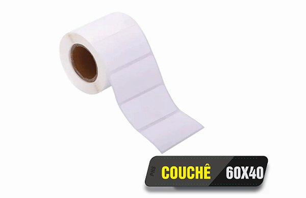 20 rolos de Etiqueta Adesiva Papel Couche 60x40 (mm) 475 etiquetas por rolo - Zebra, Argox, Elgin