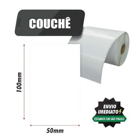 Rolo de Etiqueta Adesiva Papel Couche 100x50 (mm) 500 etiquetas por rolo - Zebra, Argox, Elgin, Tomate, Zetex, Datamax...