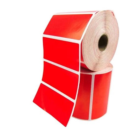 10 rolos de Etiqueta Adesiva Papel Térmico Plus 102x76 (mm) Vermelha 250 etiquetas por rolo - Zebra, Argox, Elgin, Tomate, Zetex, Datamax...