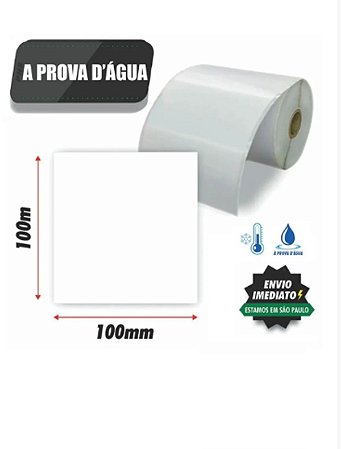 10 rolos de Etiqueta Adesiva BOPP Térmico 100x100 (mm) 300 etiquetas por rolo Zebra Argox Elgin