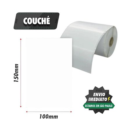 10 rolos de Etiqueta Adesiva Papel Couche 100x150 (mm) com Serrilha 200 etiquetas por rolo + 5 ribbons cera- Zebra, Argox, Elgin, Tomate, Zetex, Datamax...
