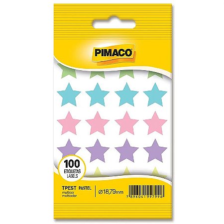 Etiqueta adesiva TP18 estrela multicolor pastel - Pimaco