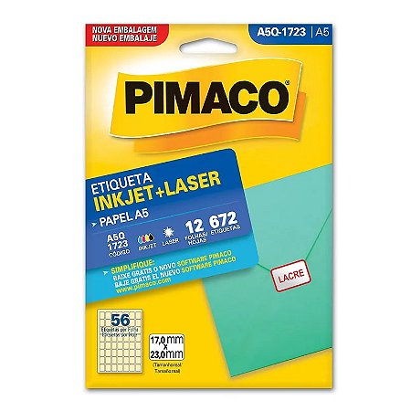 Etiqueta inkjet/laser A5Q1723 com 12 folhas - Pimaco