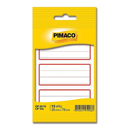 Etiqueta escolar com pauta e tarja vermelha OP3578 com 15 unidades