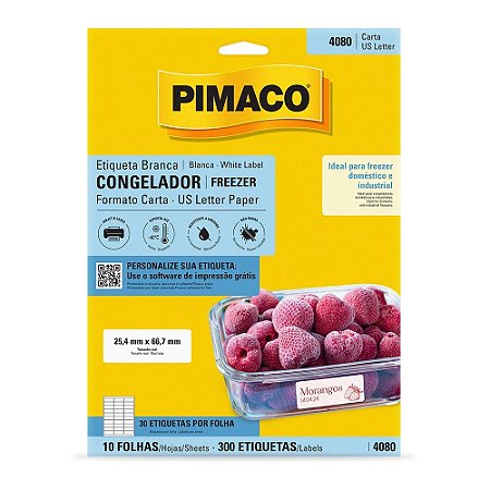 Etiqueta inkjet/laser para congelador e Freezer 4080 com 10 folhas - Pimaco