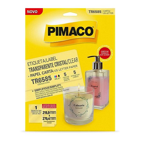 Etiqueta adesiva Transparente TR6585 com 5 unidades - Pimaco
