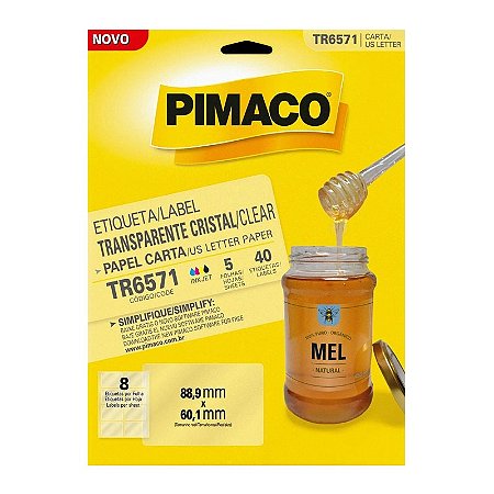 Etiqueta adesiva Transparente TR6571 com 40 unidades - Pimaco