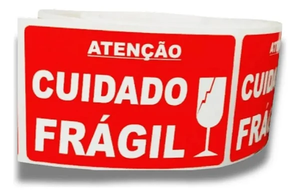 1000 Etiquetas Cuidado Frágil 6x4 60x40 Adesivo Fragil