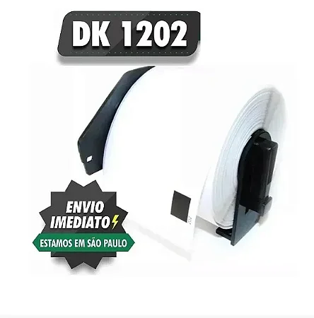 1 rolo de Etiqueta Adesiva Dk 1202 Premium Com 1 Suporte Compatível Brother QL 62x100 300 etiquetas por rolo Dk1202