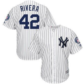 Camisa Esporte Baseball MLB New York Yankees Mariano Rivera Número 42 Branca Listrada