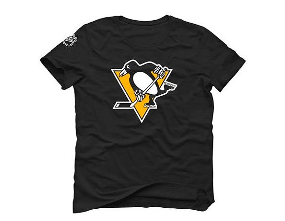 Camisa Casual Esporte Hockey NHL Pittsburgh Penguins Logo Preto