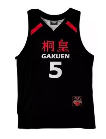 Camiseta Regata Esporte Basquete Anime Kuroko No Basket Gakuem Número 5 Preta