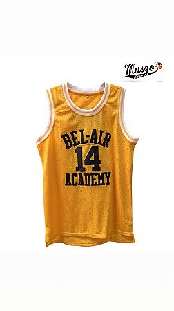 Camiseta Regata Esporte Basquete Um Maluco no Pedaco Bel Air Academy Will Smith Numero 14 Amarela