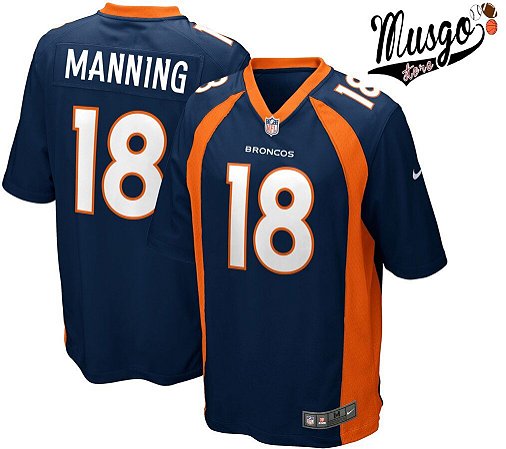Camisa Esportiva Futebol Americano NFL Denver Broncos Payton Manning Numero  18 Azul - MUSGO STORE