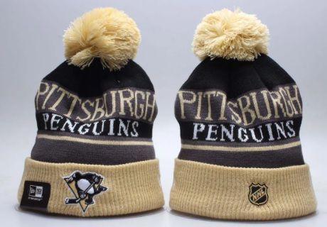 Gorro Esporte Hockey NHL Pittsburgh Penguins Preto e Dourado