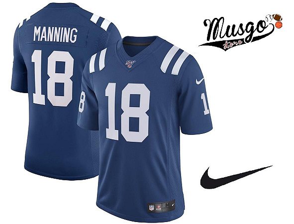 Camisa Nike Esporte Futebol Americano NFL Indianápolis Colts Payton Manning Número 18 Azul