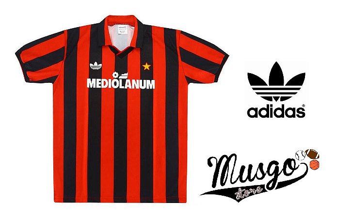 Camisa Adidas Esporte Futebol Milan 1992 Marco Van Basten Número 9 Listrada