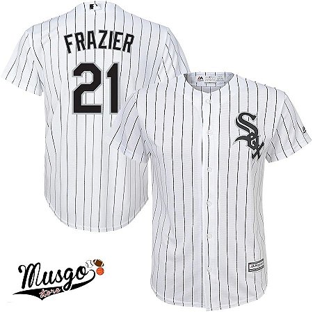 Camisa Esporte Baseball MLB Chicago White Sox Todd Frazier Número 21 Branca Listrada