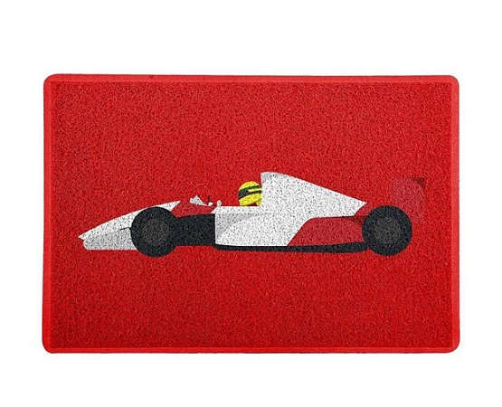 Tapete capacho esporte Temático Fórmula 1 Ayrton Senna Vermelho