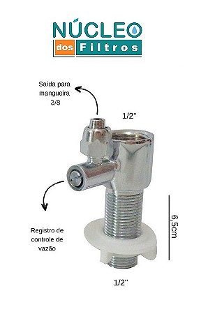 Bucha T Cromada P/ Gabinete C/ Regulagem Para Mangueira de 3/8
