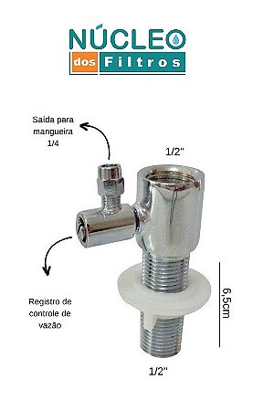 Bucha T Cromada P/ Gabinete C/ Regulagem Para Mangueira de 1/4