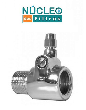 Adaptador T 1/2 com Registro para Mangueira 1/4 – Purificador de Água, Filtro, Bebedouro e Geladeira | Metal Cromado