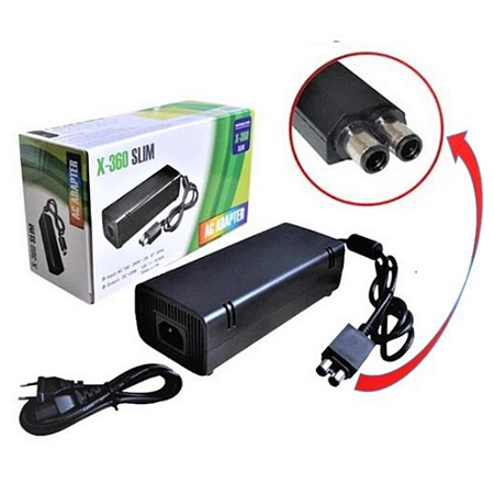 Fonte Xbox 360 slim 2 pinos Bivolt com cabo